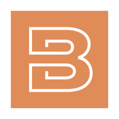 the b logo in orange and white at The Brookbend